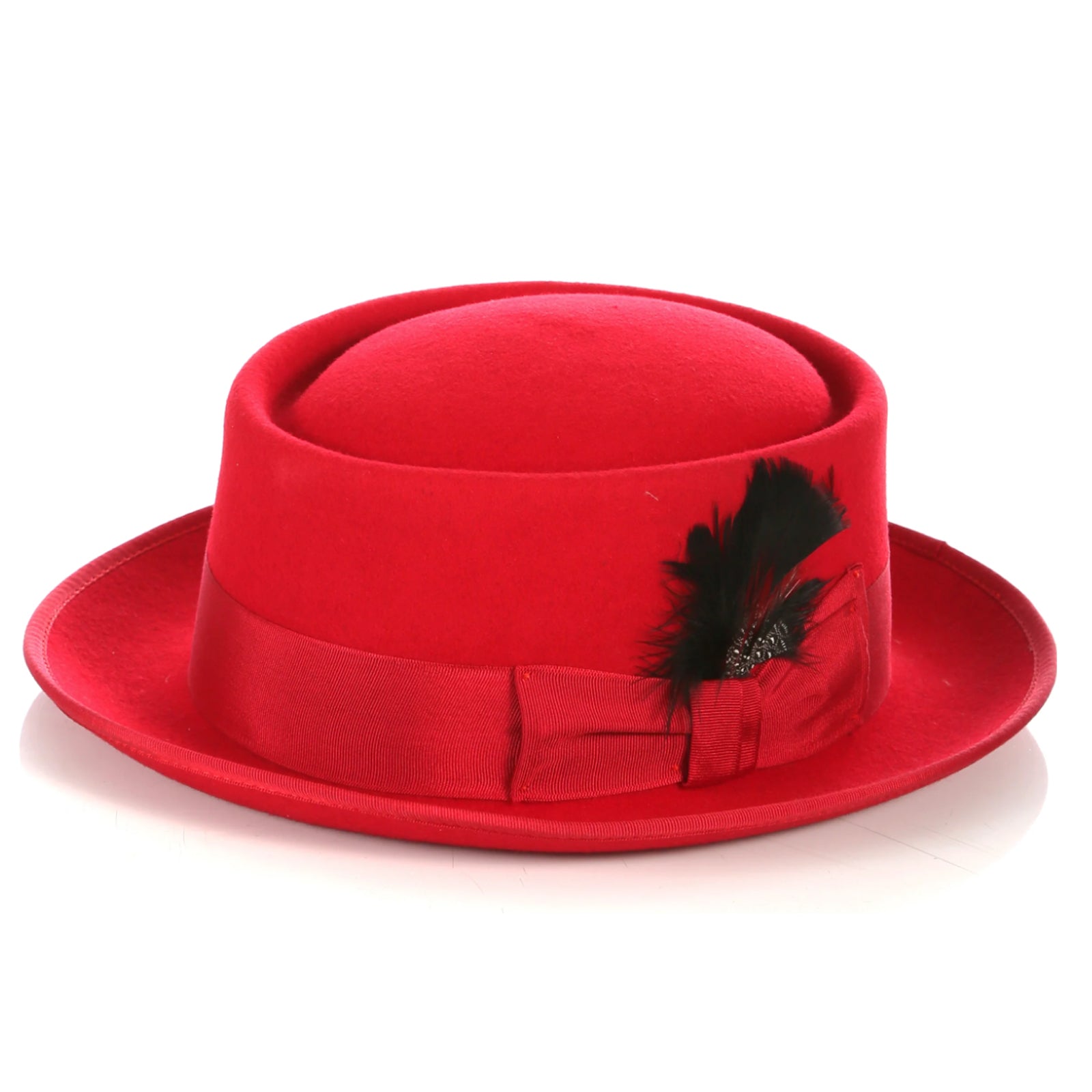 Men’s Classic Wool Porkpie Dress Hat in Red