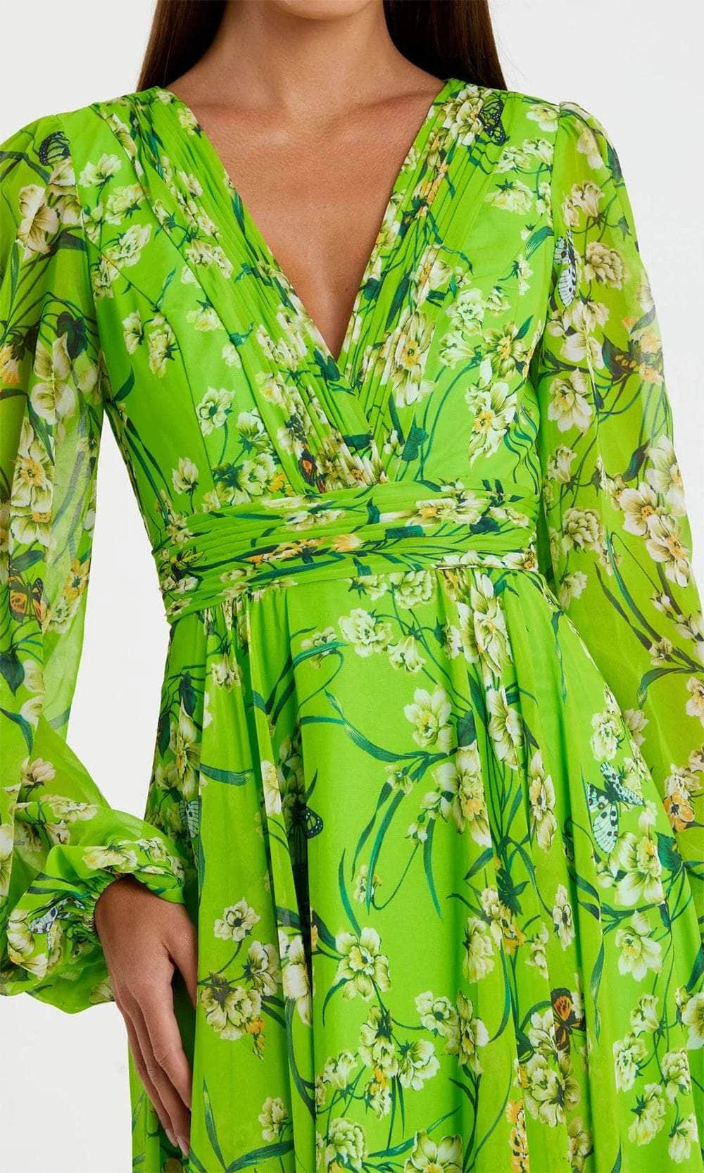 Floral Printed Deep V-Neck Maxi Dress