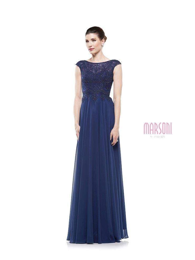 M238 Beaded Applique A Line Chiffon Dress