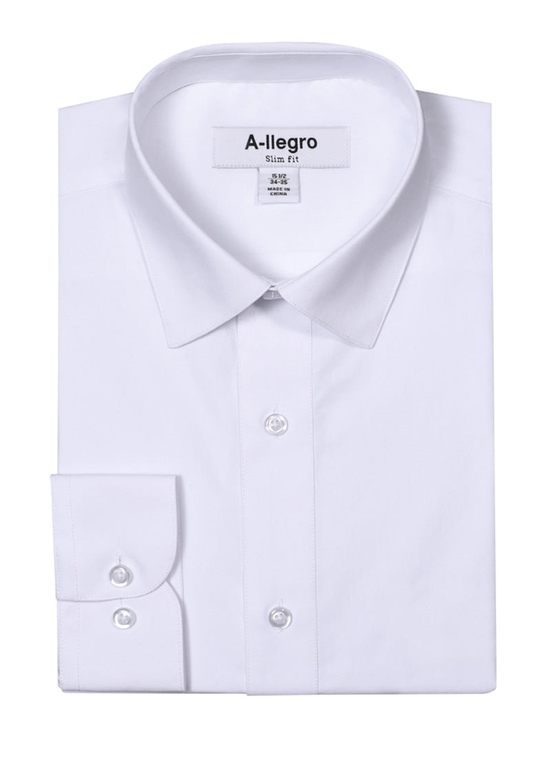 Men’s Basic Slim Fit Cotton Dress Shirt In White