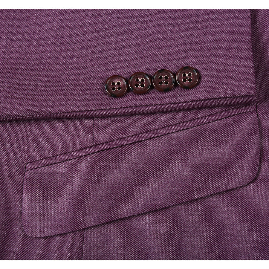 Mens Two Button Slim Fit Two Piece Suit in Burgundy Berry Mauve