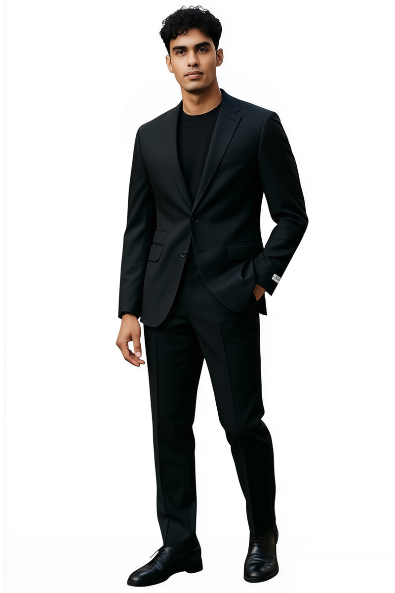 Men’s Stacy Adams Basic Slim Fit Wedding & Business Suit in Black