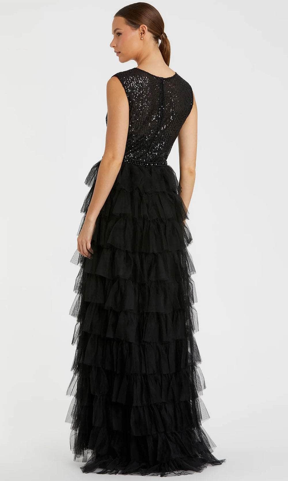 Sequined Jewel Neck Evening Gown