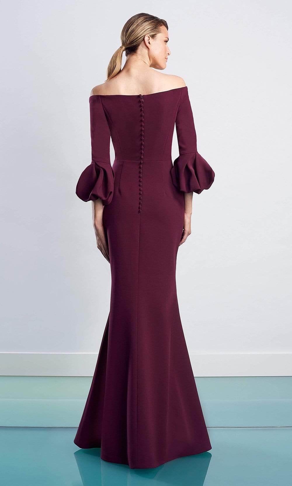 1478 Quarter Sleeves Pleated Trumpet Dress