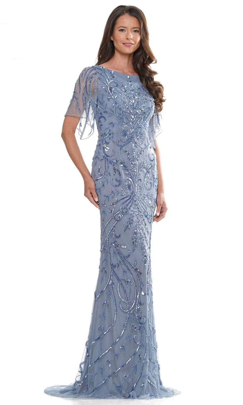 Bateau Neck Sequin Long Dress