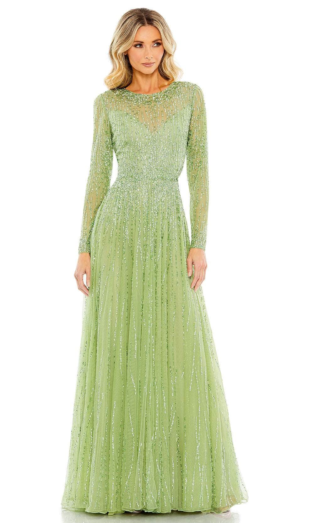 Long Sleeve Sequin Embellished Prom Gown