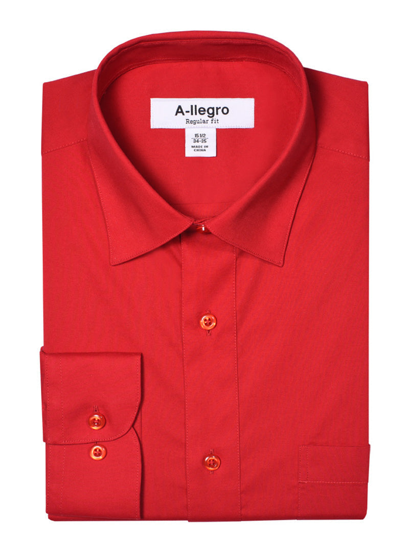 Men’s Basic Regular Fit Cotton Dress Shirt In Red