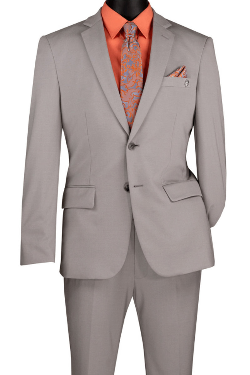 Men’s Basic Slim Fit Ultra Stretch Wedding Suit in Silver Grey