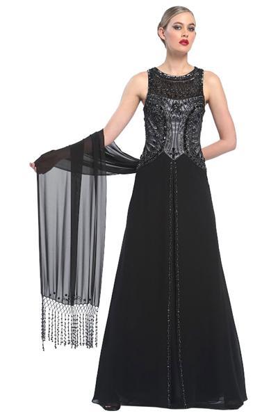Bejeweled Bateau Neck A-line Dress N5338