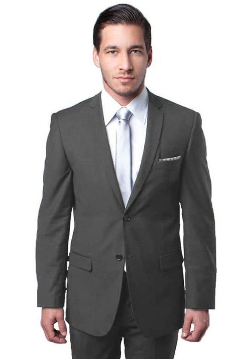 Men’s Basic 2 Button Slim Fit Wedding Suit in Medium Grey