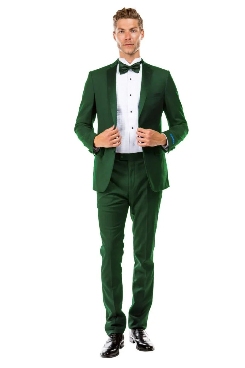Men’s Two Button Slim Fit Wedding & Prom Tuxedo in Hunter Green