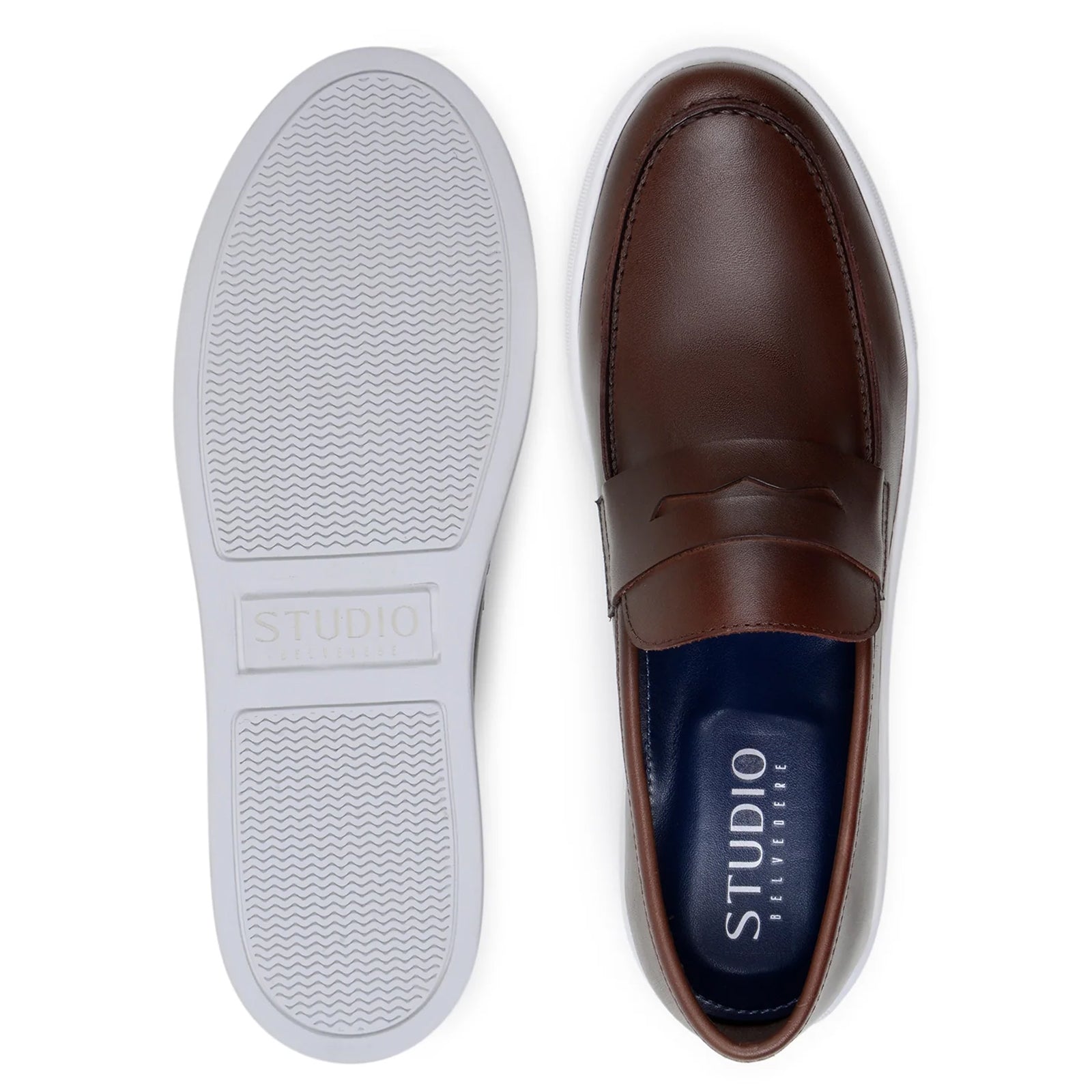 Men’s Belvedere Elliot Nappa Leather Casual Slip On Penny Loafer in Brown