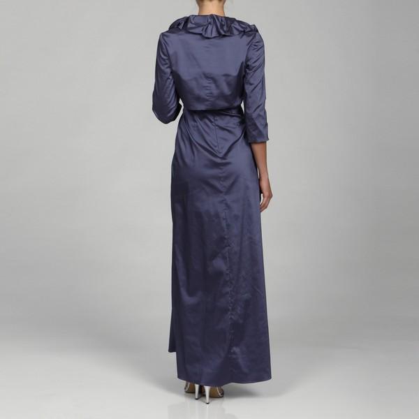 Long Satin Dress with Ruffle Neck Bolero 81848880