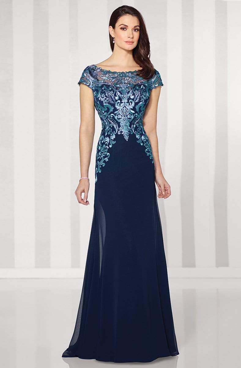 216691 Illusion Appliqued Mother of the Groom Trumpet Dress