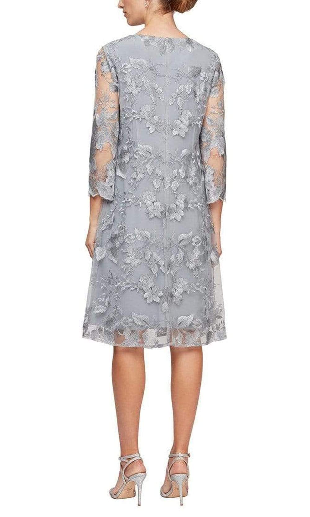81122202 Embroidered Lace Mock Jacket Jersey Dress