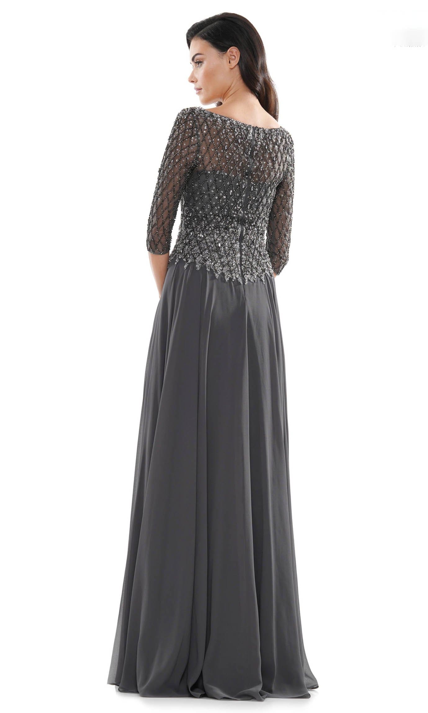 M165 Illusion Lattice Motif A-Line Gown