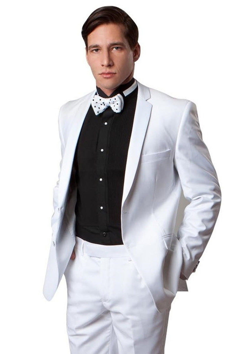 Men’s Classic Two Button Notch Lapel Tuxedo in White