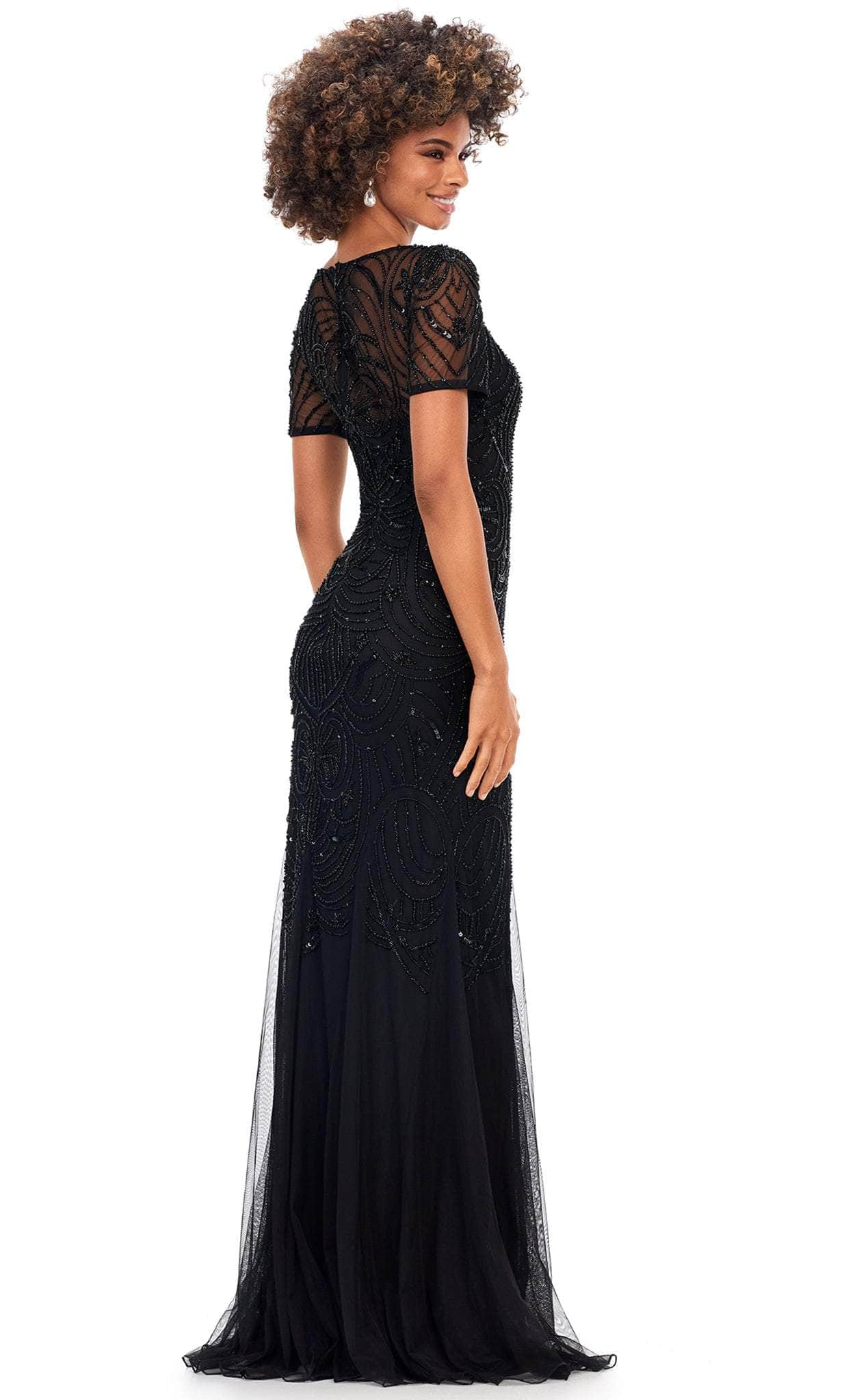 Beaded Illusion Scoop Formal Gown