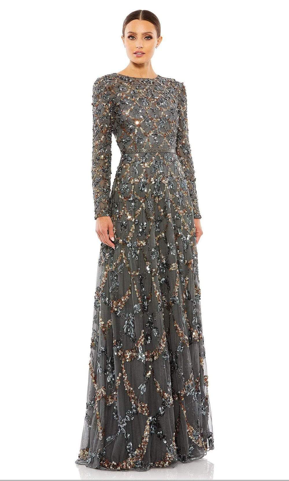 5496 Long Sleeve Sequin Mother of the Bride Gown