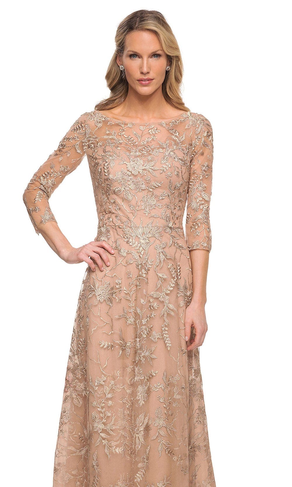 Sheer Lace Sheath Mother of the Bride Dress