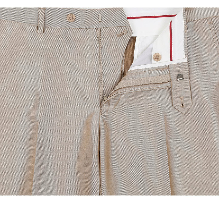 Mens Basic Two Button Slim Fit Suit with Optional Vest in Shiny Champagne Tan Sharkskin