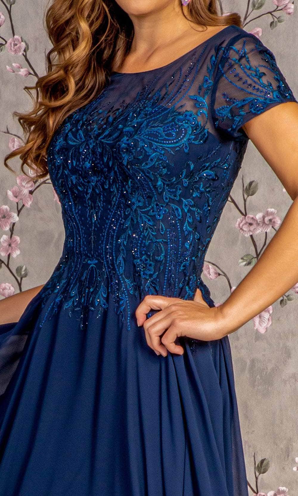 Embroidery Bateau Formal Dress