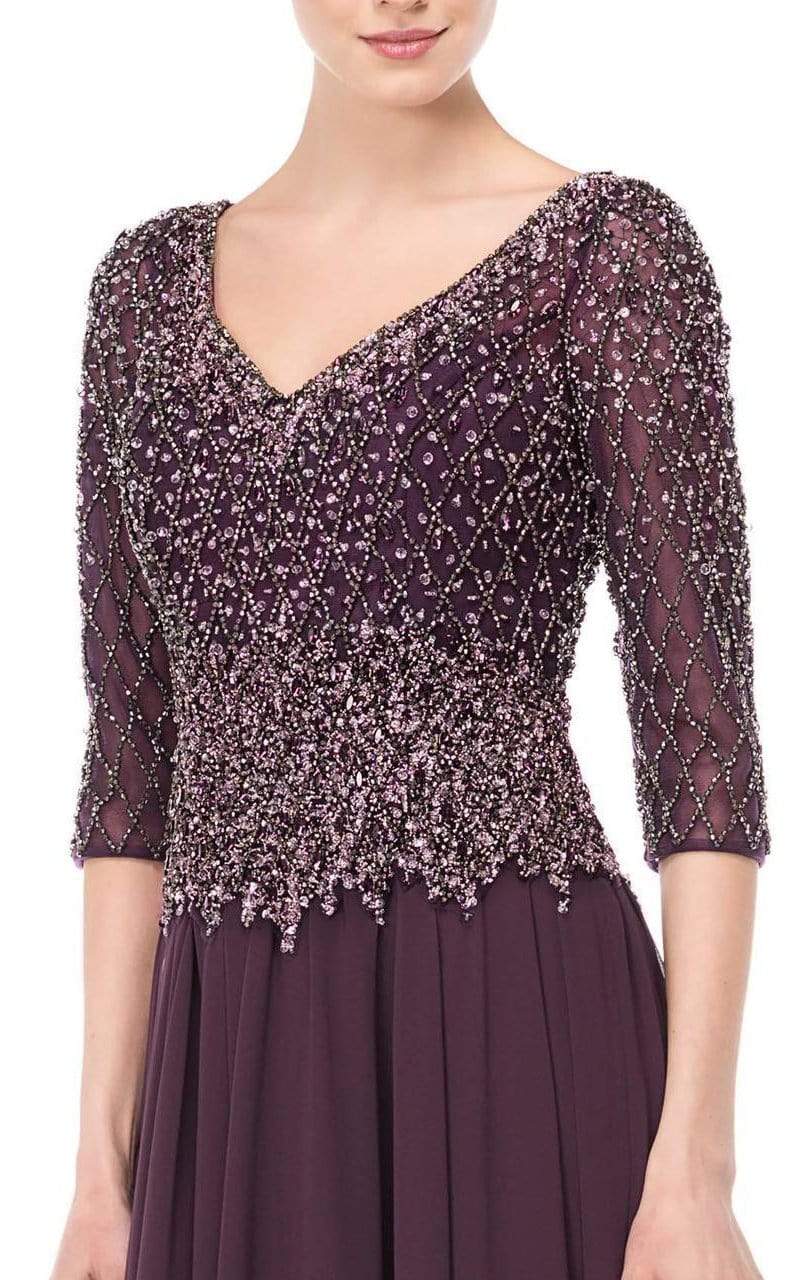 M165 Illusion Lattice Motif A-Line Gown