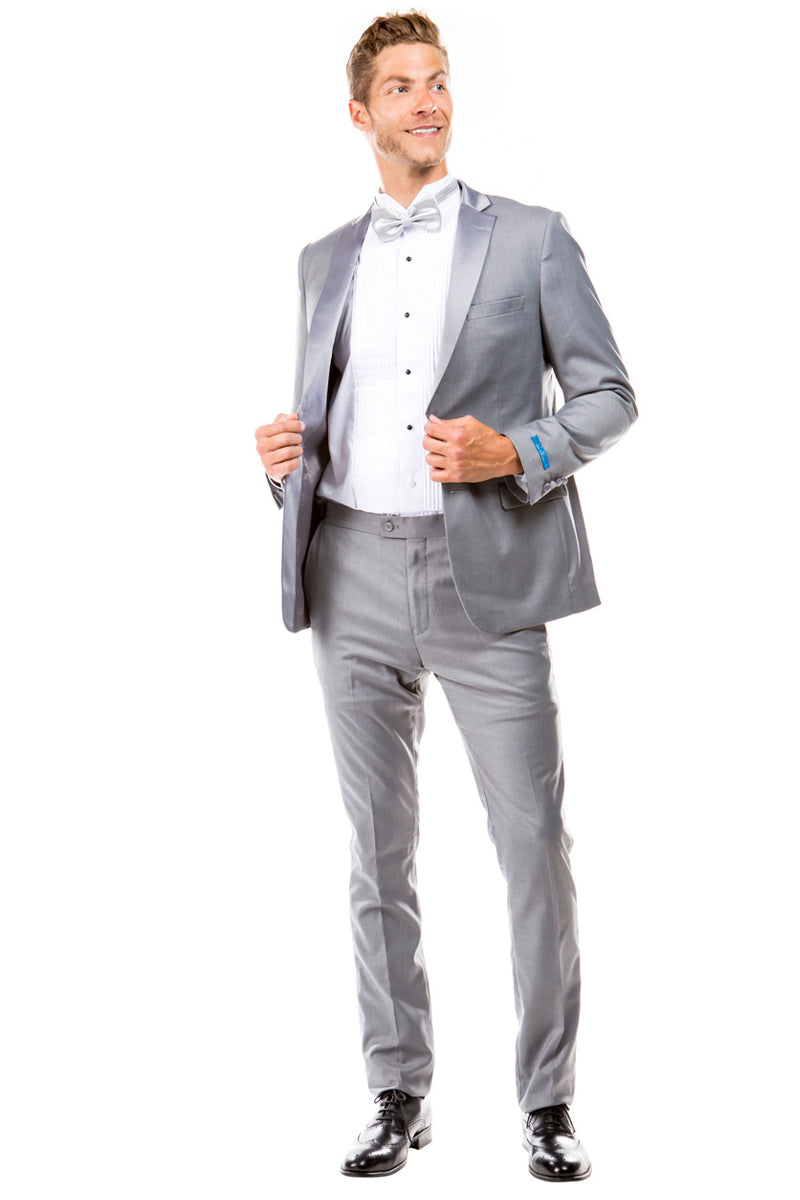 Men’s Two Button Slim Fit Prom & Wedding Tuxedo in Light Grey