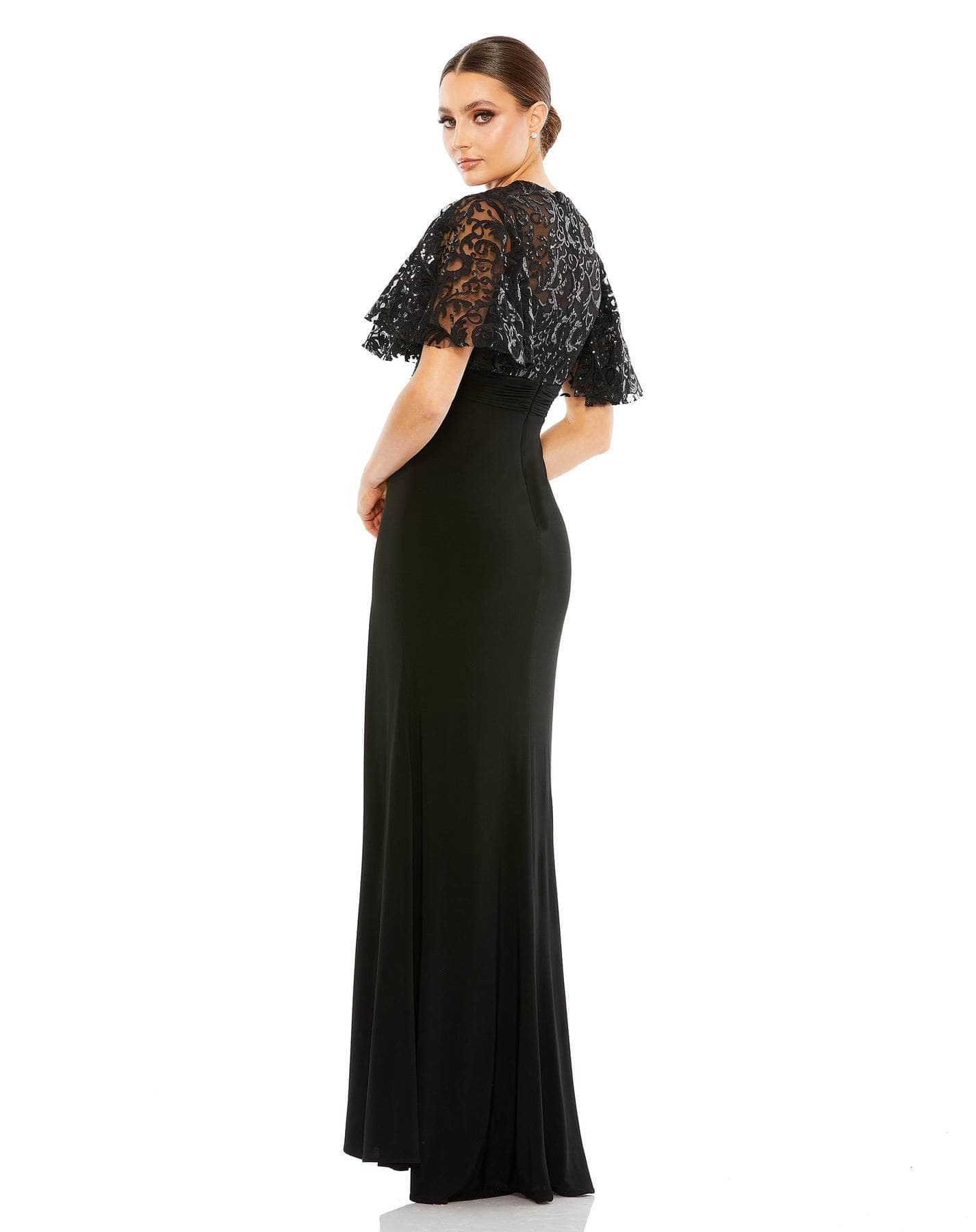 Embroidered Lace Neckline Formal Dress