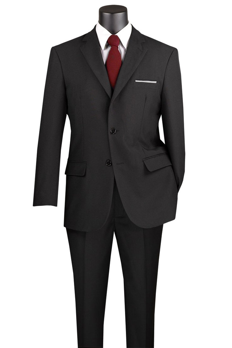 Men’s 2 Button Classic Poplin Suit in Black
