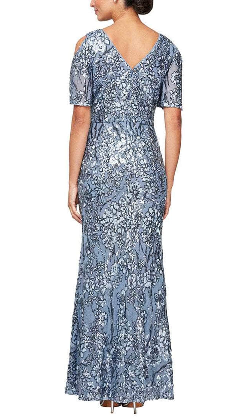 8196611 Flutter Sleeves Sequined Long Gown