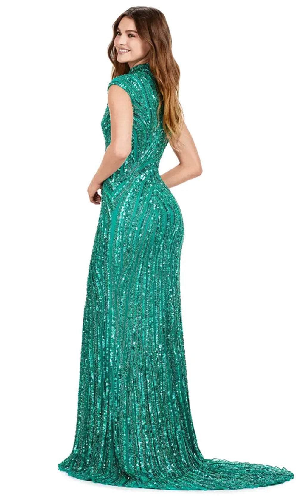 High Neckline Beaded Gown