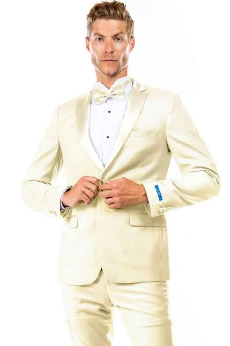 Men’s Two Button Slim Fit Wedding & Prom Tuxedo in Ivory
