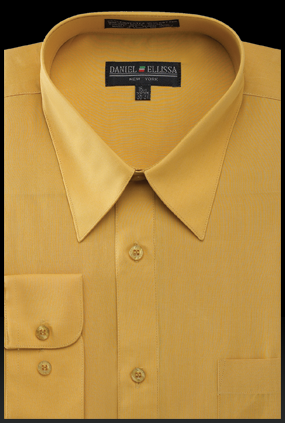 Men’s Regular Fit Basic Dress Shirt in Mustard Yellow