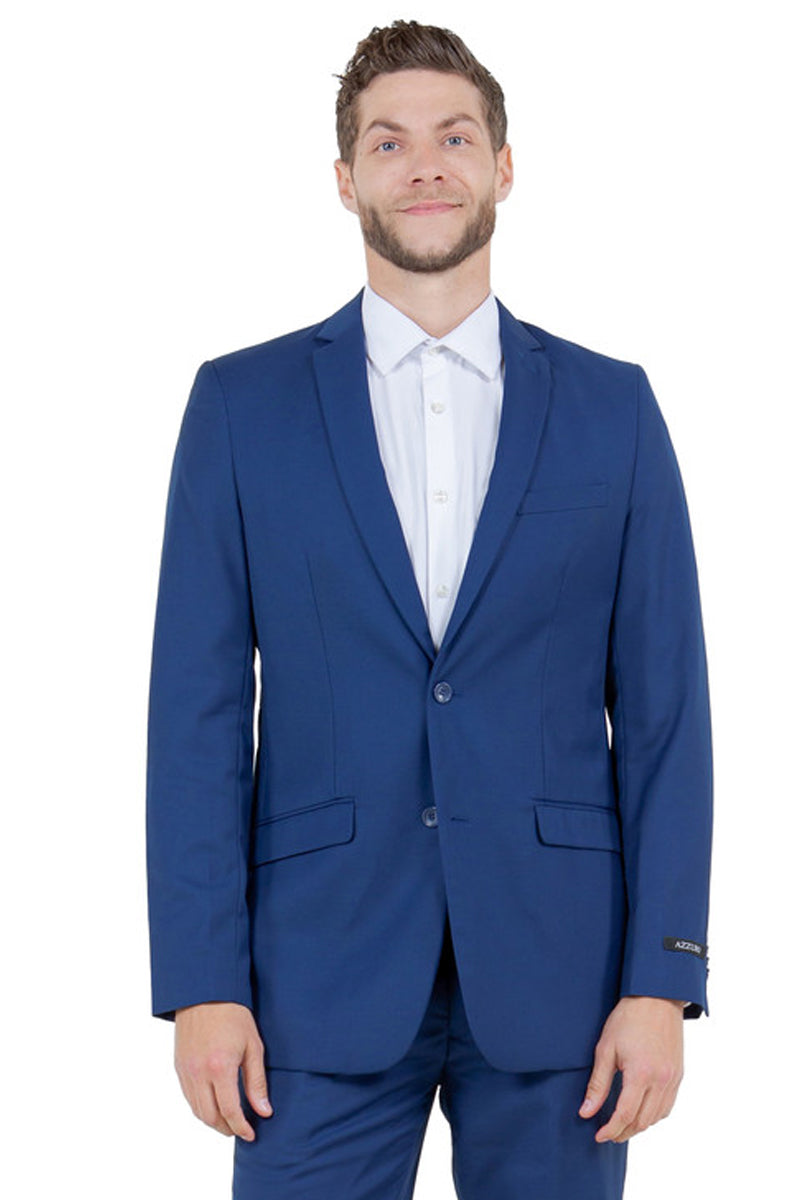 Men’s Basic Slim Fit Vested Business Suit in Blue