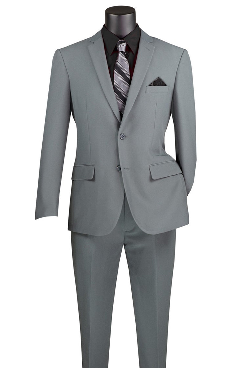 Men’s 2 Button Slim Fit Poplin Suit in Grey