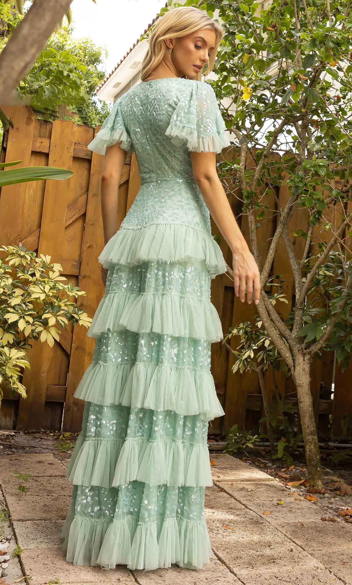 Tiered A-line Embellished Dress