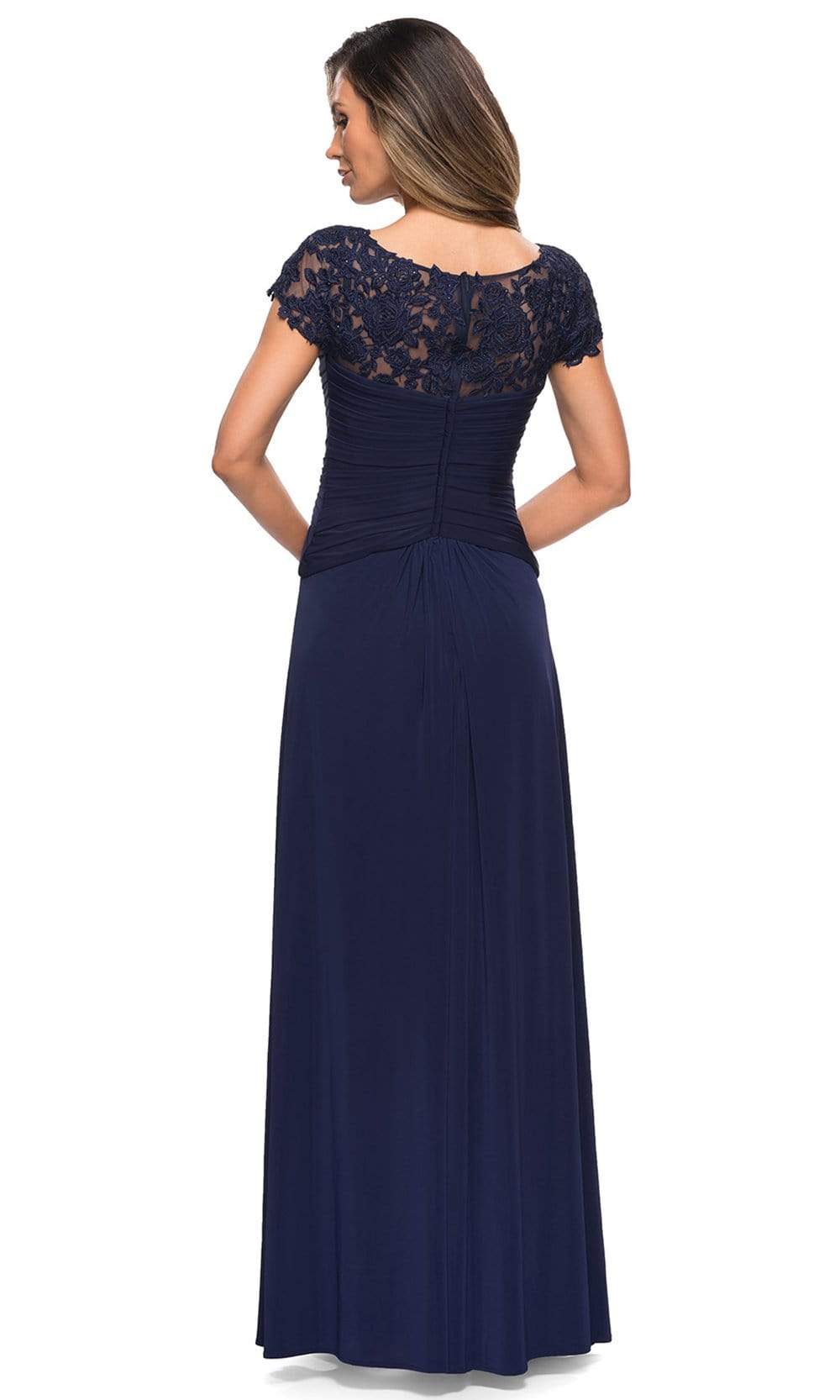 28029 Ruched Knotted A-Line Evening Dress