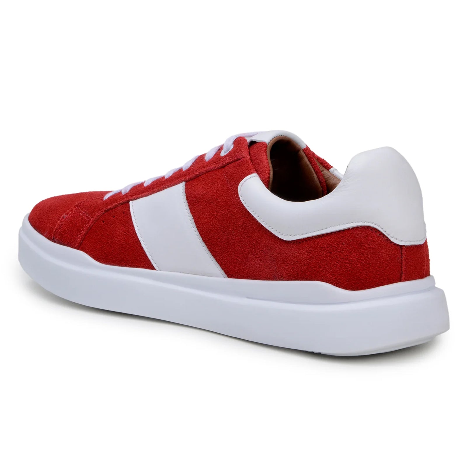 Men’s Belvedere Olivier Suede Tennis Shoe in Red & White