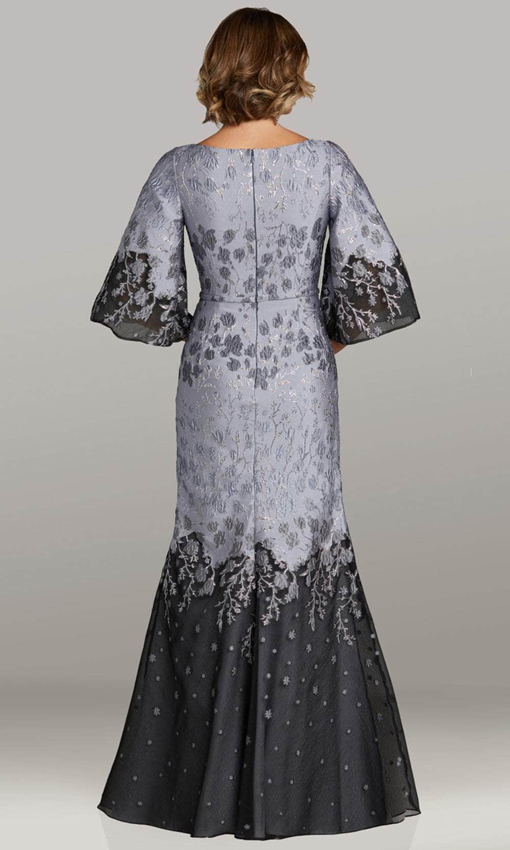 Embroidered Bell Sleeve Evening Gown