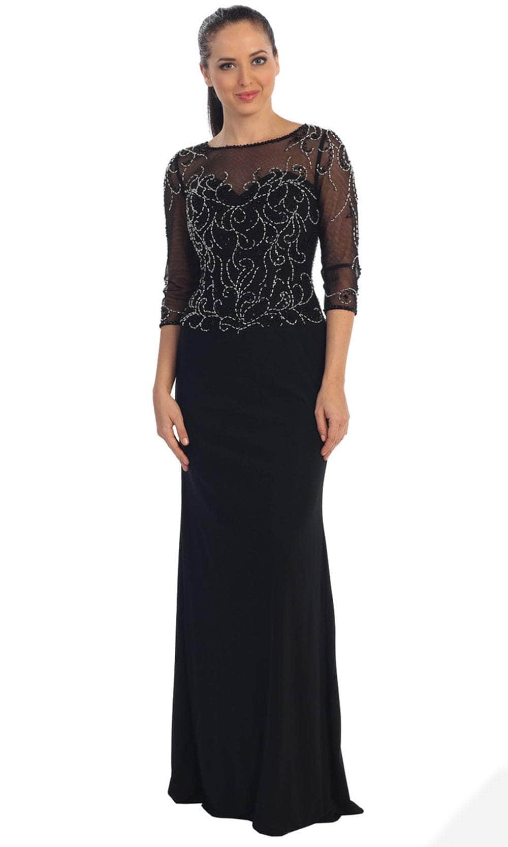 Quarter Sleeve Sheath Long Gown