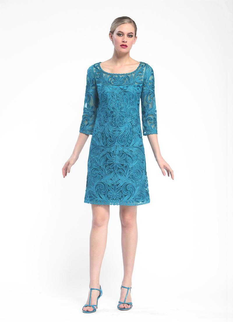 Embroidered Bateau Neck Column Dress N5344