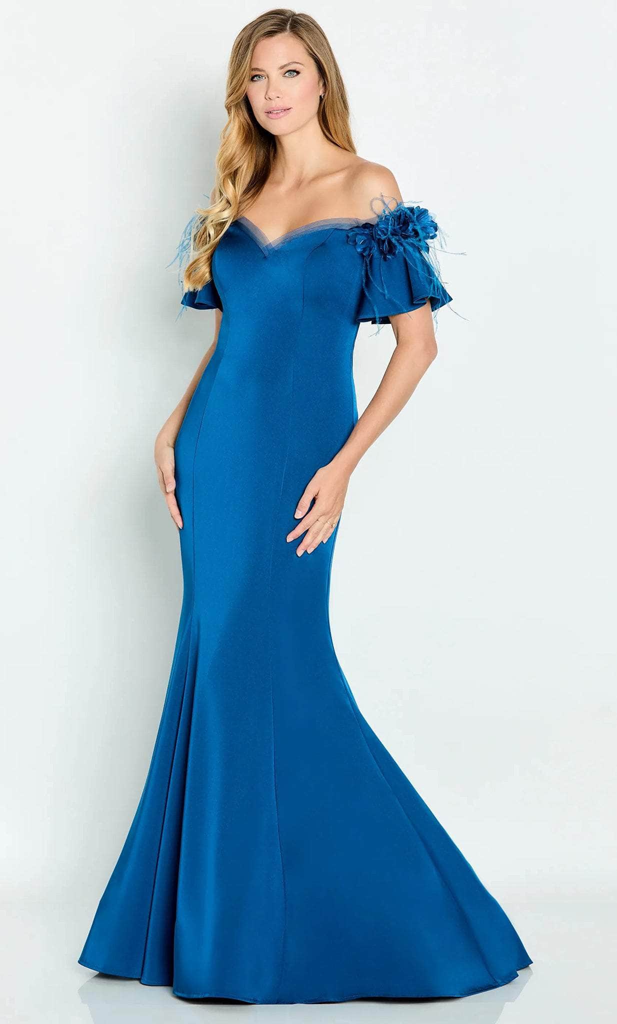 Ruffled Sleeve Mermaid Mother of the Bride Dress