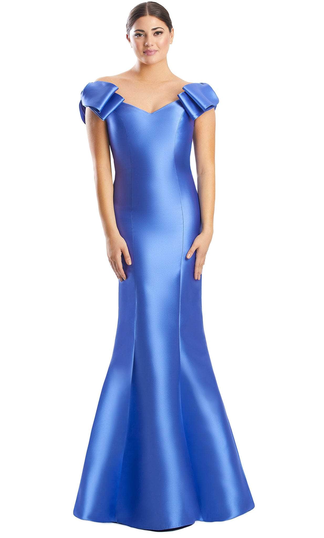 Bow Appliqued Sleeves Formal Dress