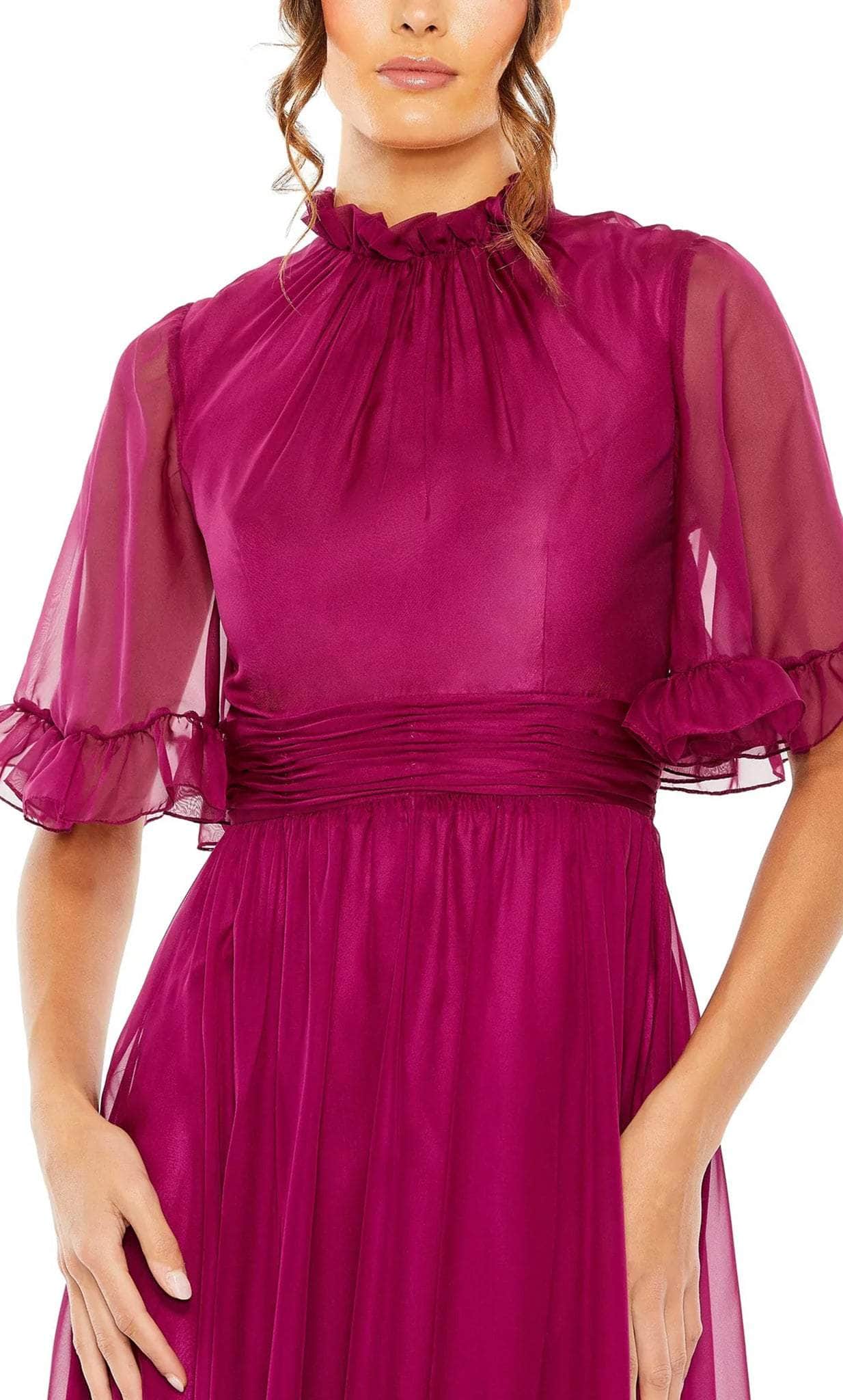 High Neck Short Flatter Sleeve Prom Dress