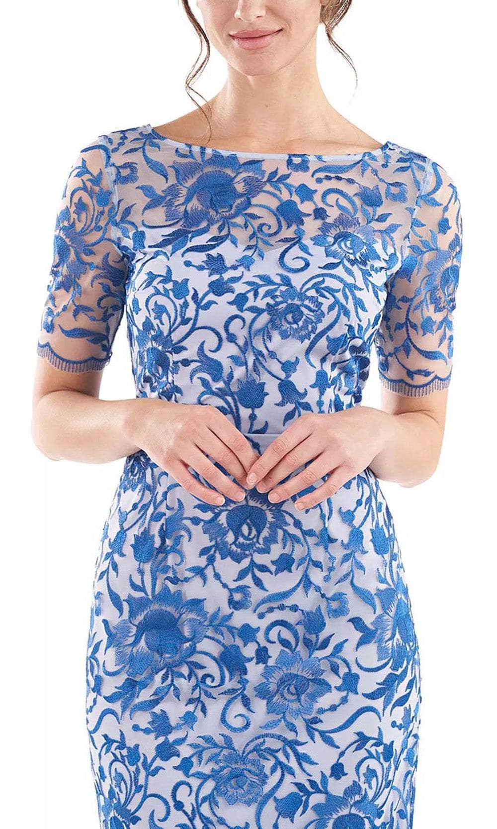 Bateau Side Slit Evening Gown