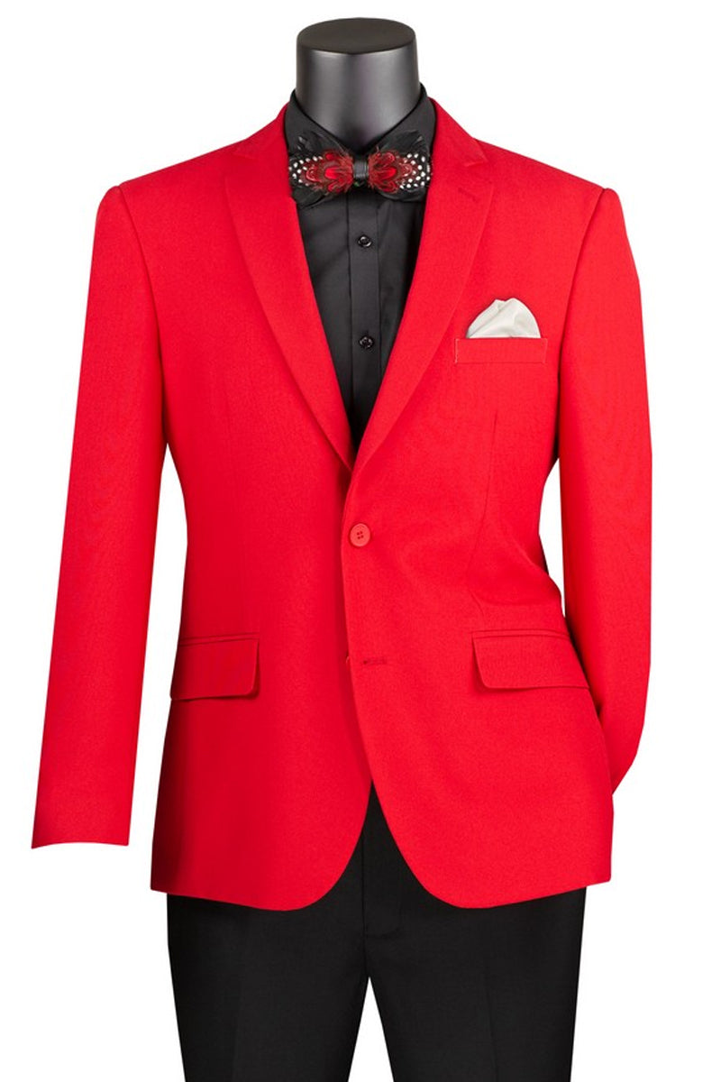 Men’s Slim Fit Poplin Club Sport Coat Blazer in Red
