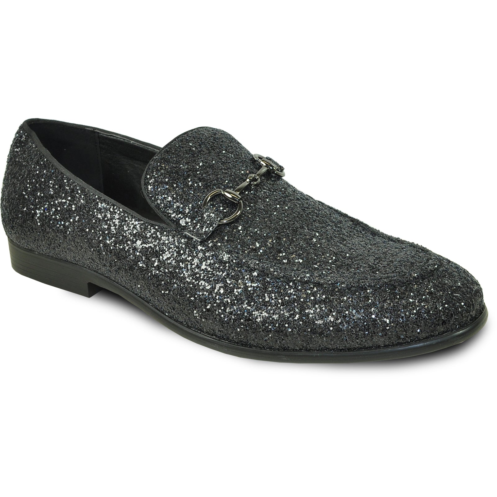 Mens Modern Glitter Sequin Prom Tuxedo Loafer in Black