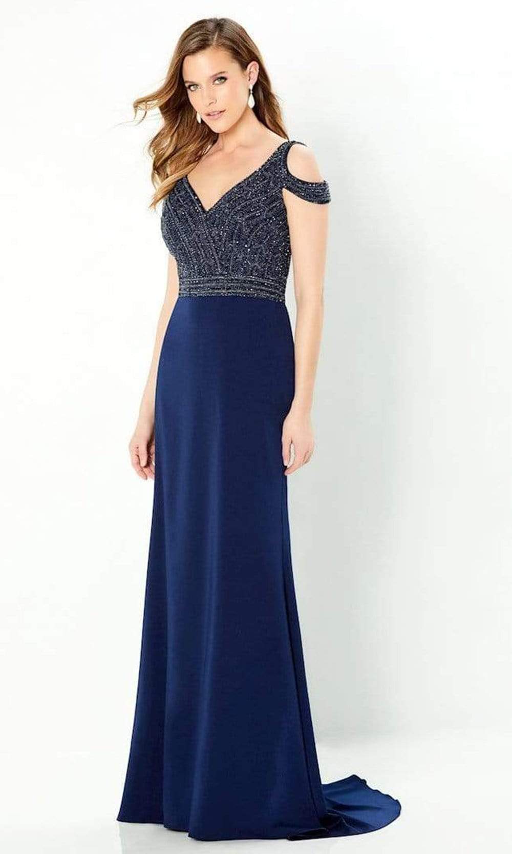 220951 Embellished V-Neck Gown
