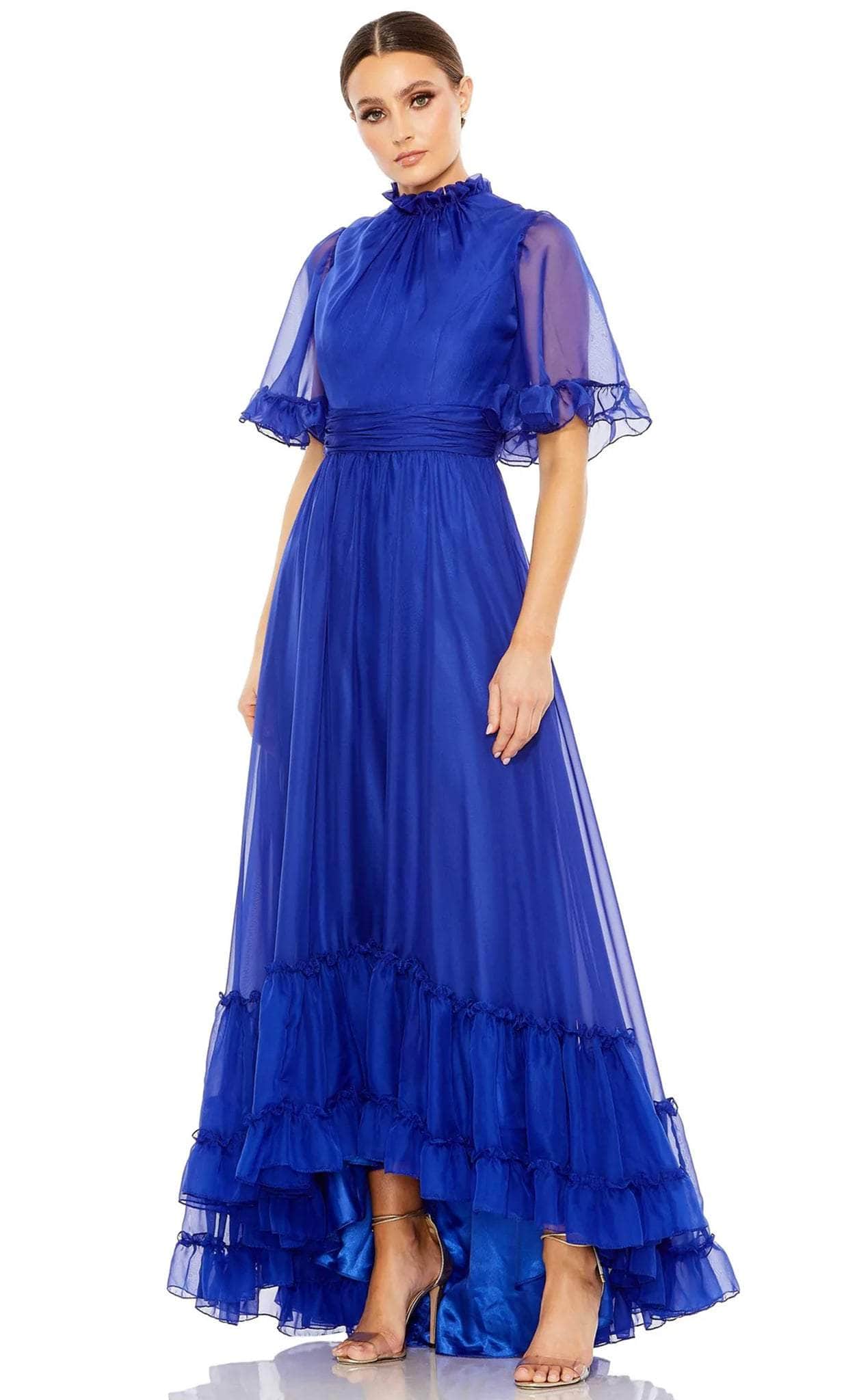 High Neck Short Flatter Sleeve Prom Dress